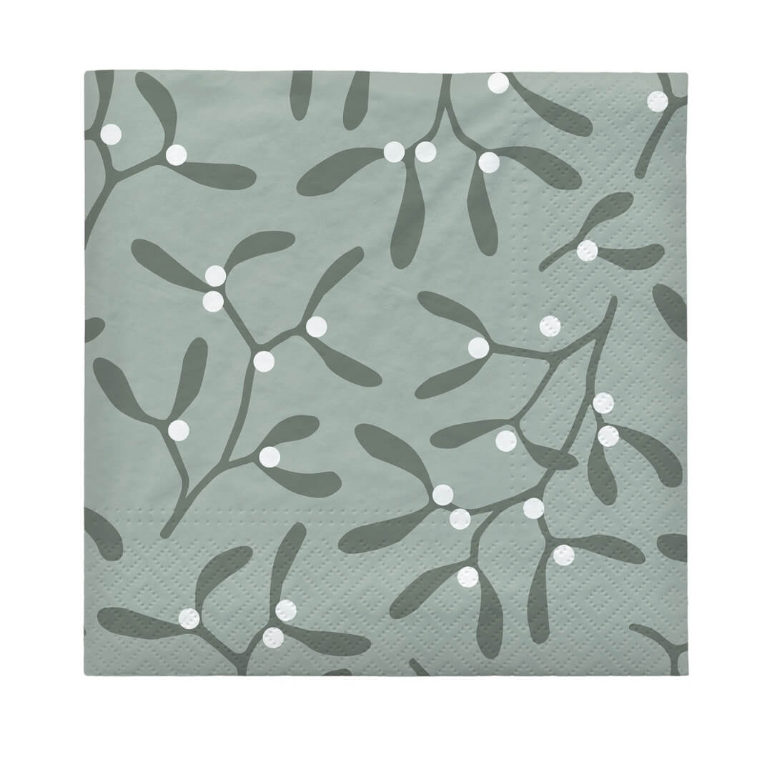 Broste Mistletoe Grape Leaf Green Paper Napkins