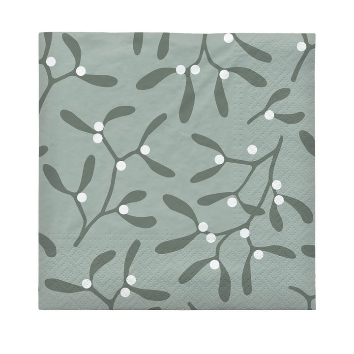 Broste Mistletoe Grape Leaf Green Paper Napkins
