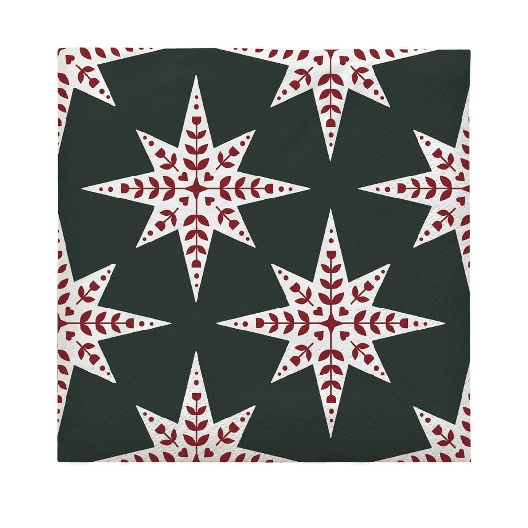 Broste Saga Star Dark Green Paper Napkins