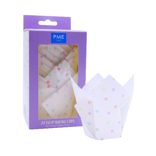 PME Rainbow Polka Dot Tulip Muffin Cases 24pk