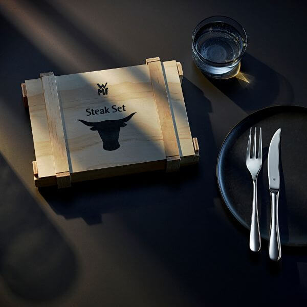 WMF Steak Knife & Fork Set 12pce Wooden Box