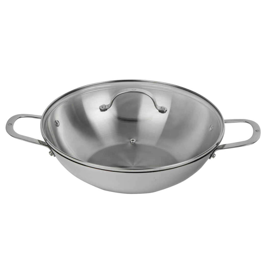 Swiss Diamond DLX Premium Steel Wok with Lid 32cm