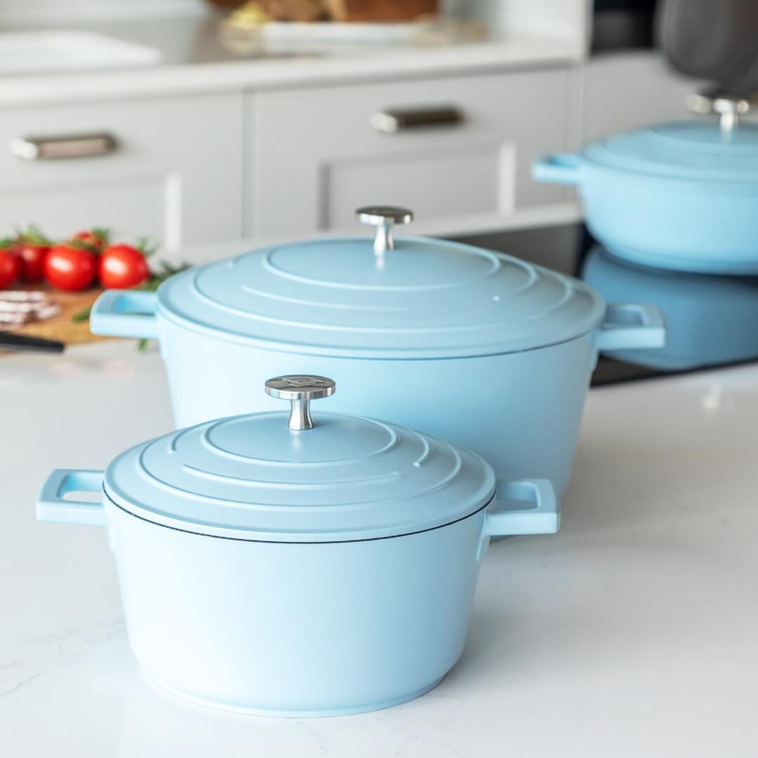 Mastercraft Cast Aluminium Round Casserole Sky Blue