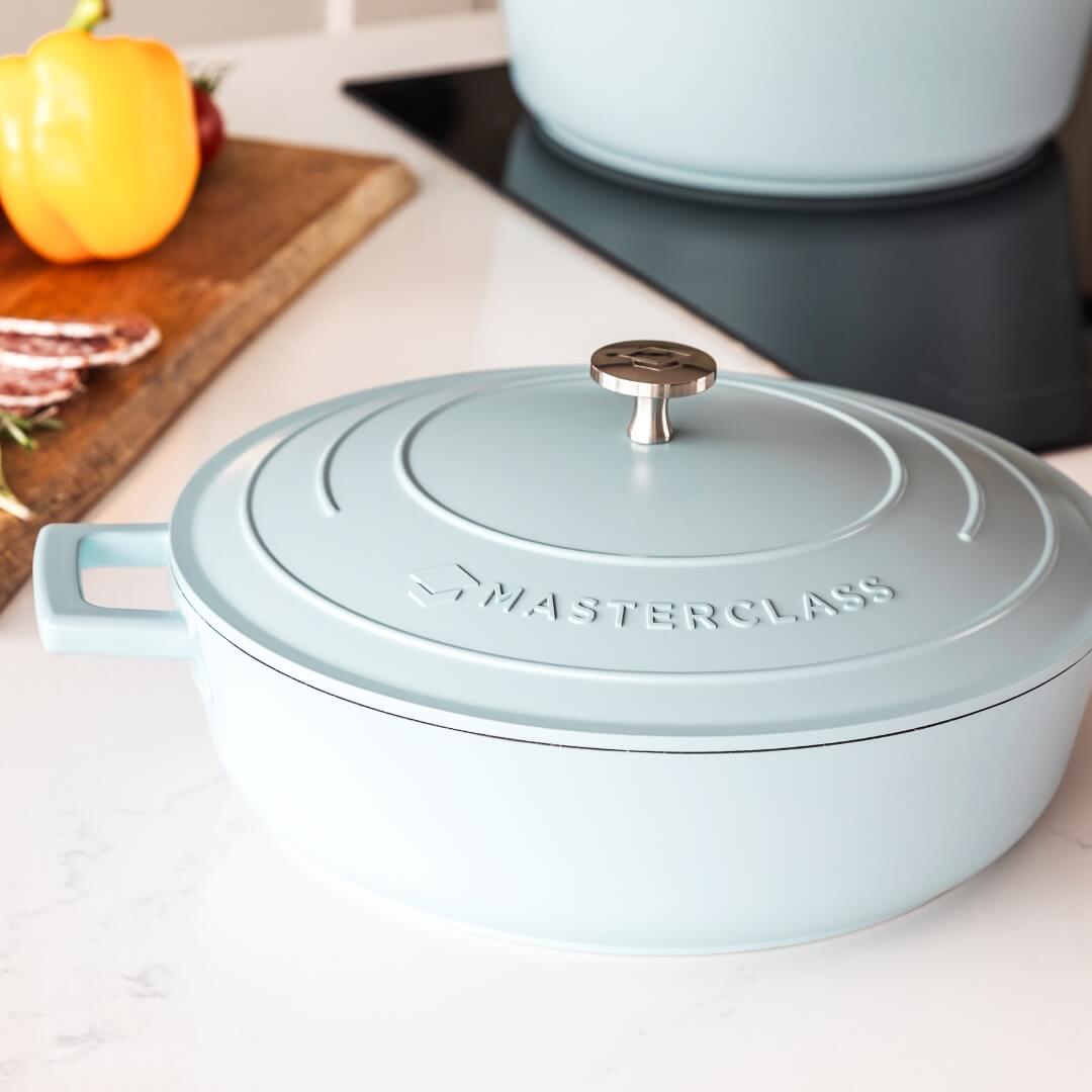 Mastercraft Cast Aluminium Shallow Casserole Sky Blue