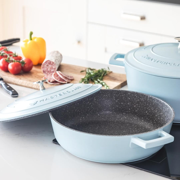 Mastercraft Cast Aluminium Shallow Casserole Sky Blue