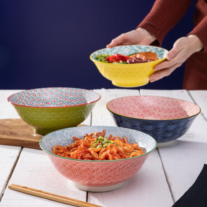Mikasa Deep Ramen Bowl 21cm Grey Floral