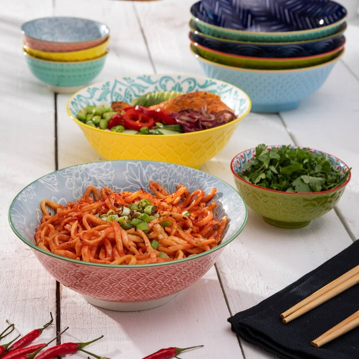 Mikasa Deep Ramen Bowl 21cm Grey Floral