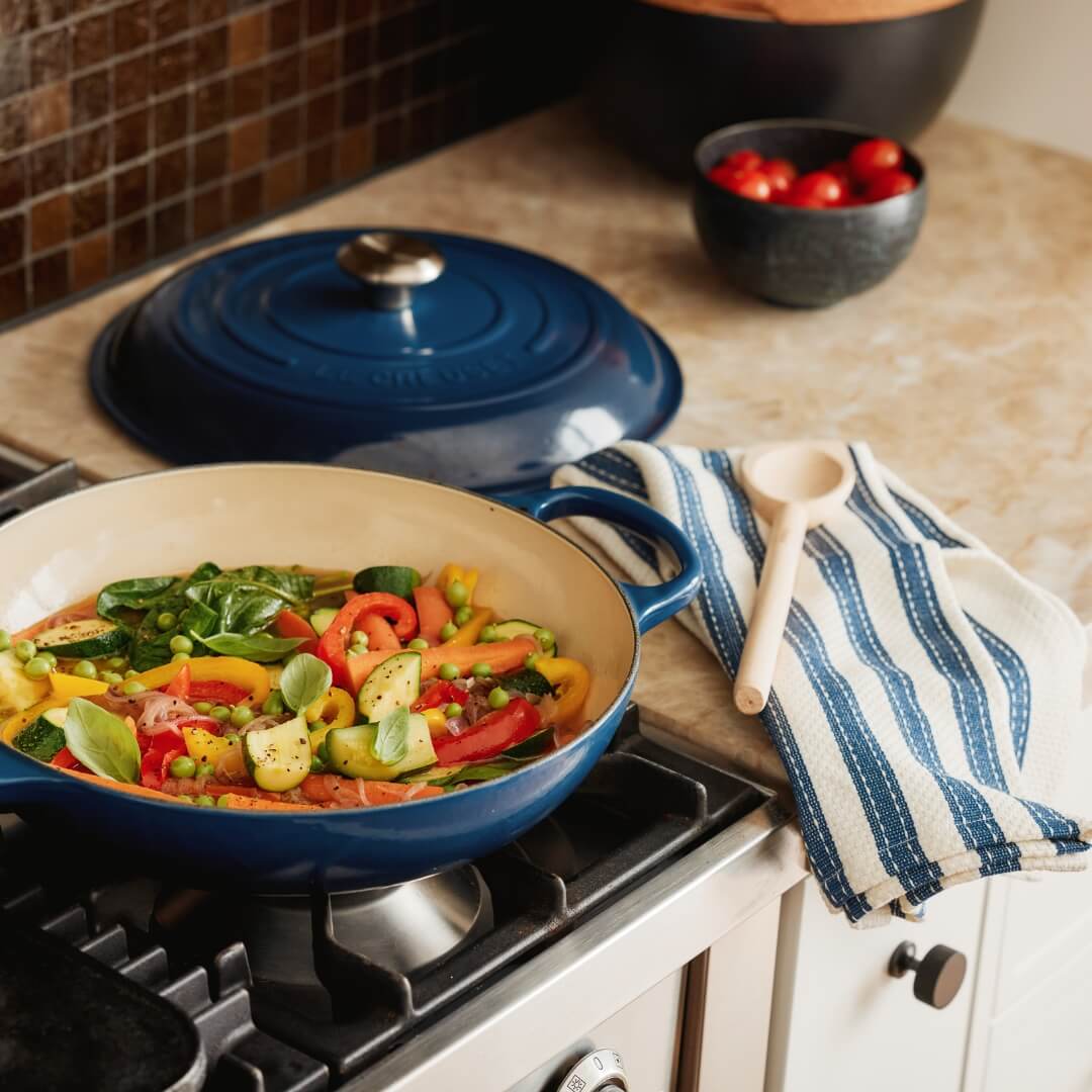 Milly’s Classic Basketweave Tea Towels Navy 2pce