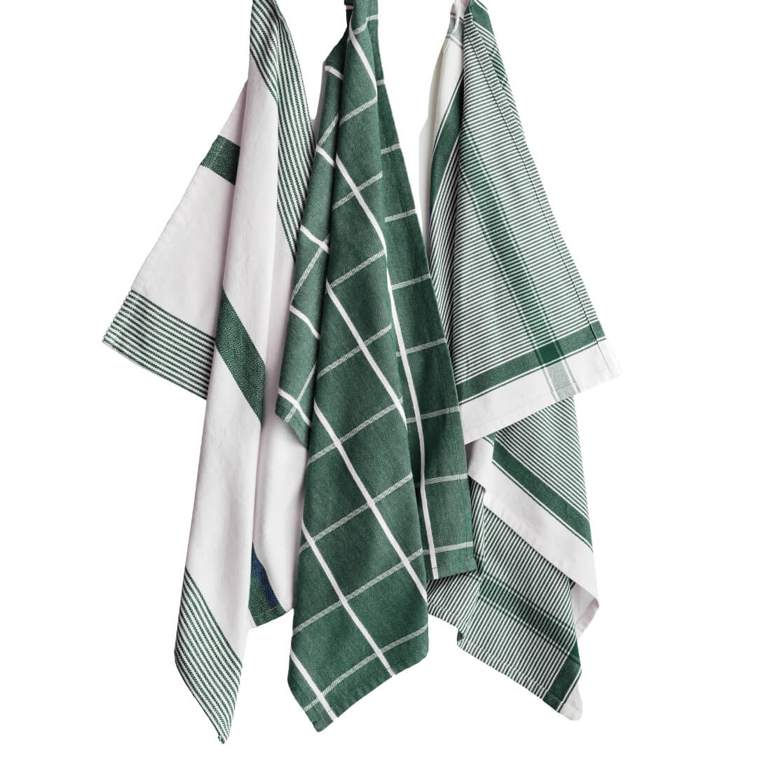 Milly’s Classic Everyday Tea Towels Forest Green 3pce