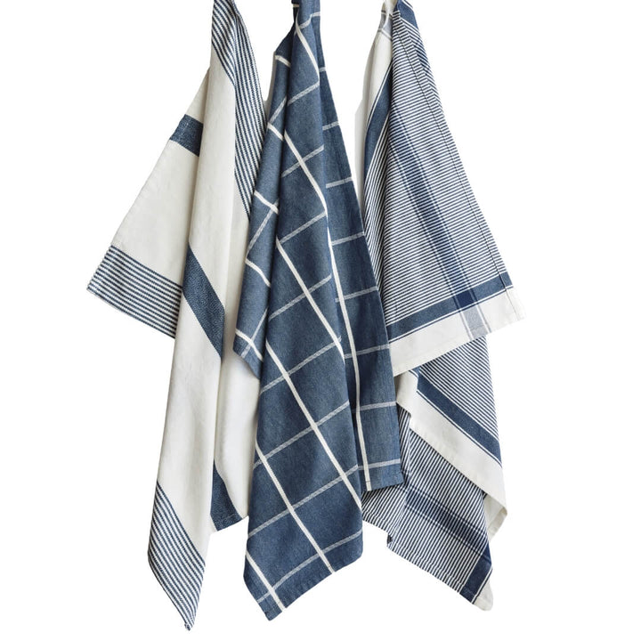 Milly’s Classic Everyday Tea Towels Navy 3pce