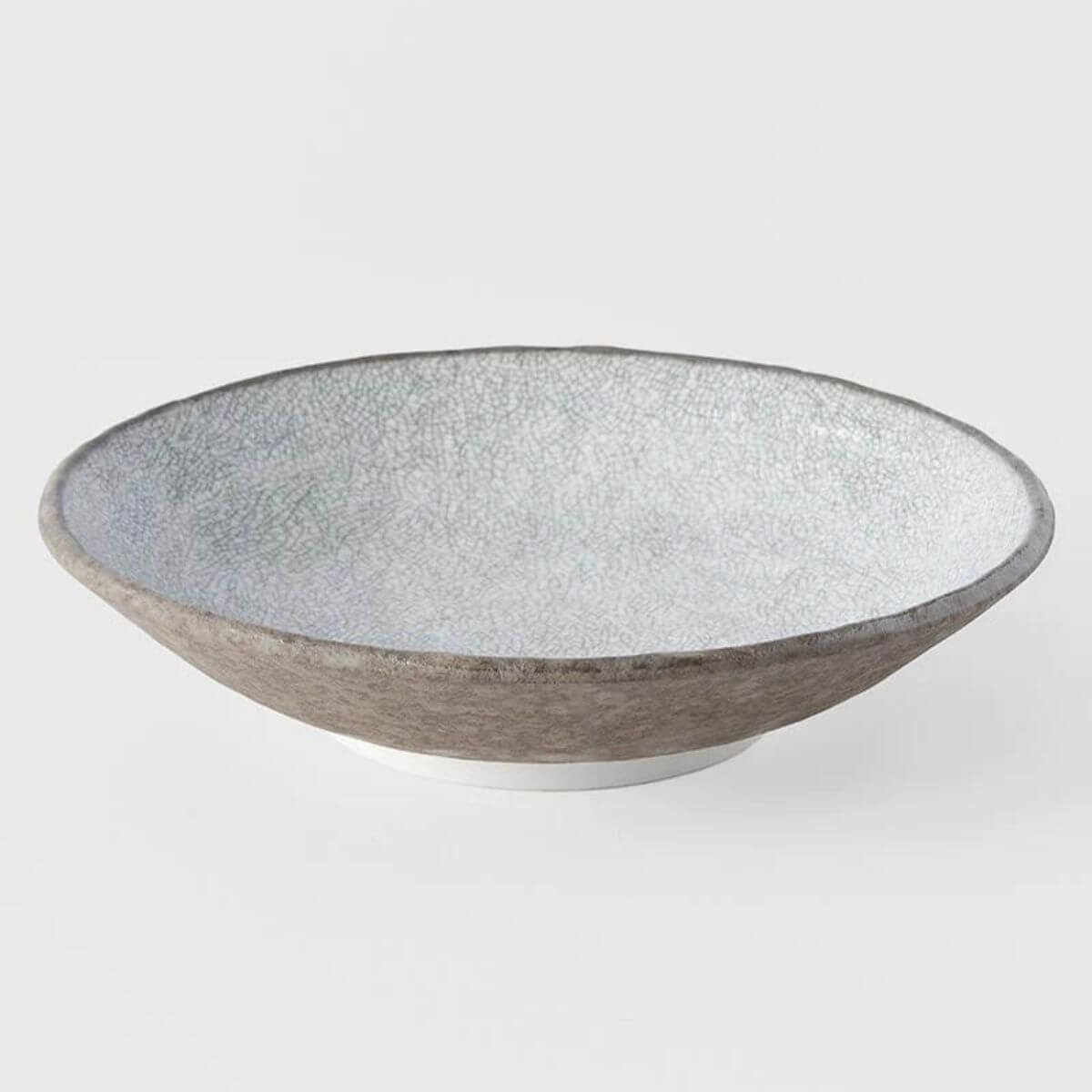 Naibu Crazed Grey Shallow Bowl Large 24cm