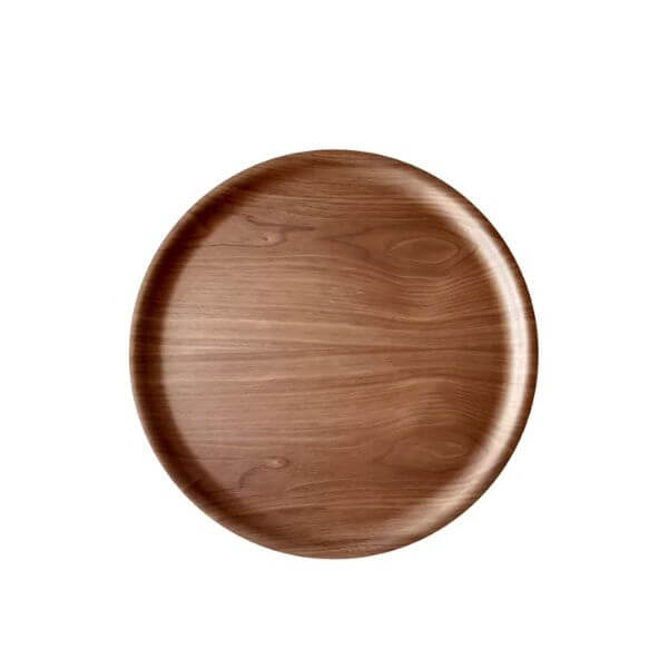 Atiya Round Wooden Walnut Tray 35cm