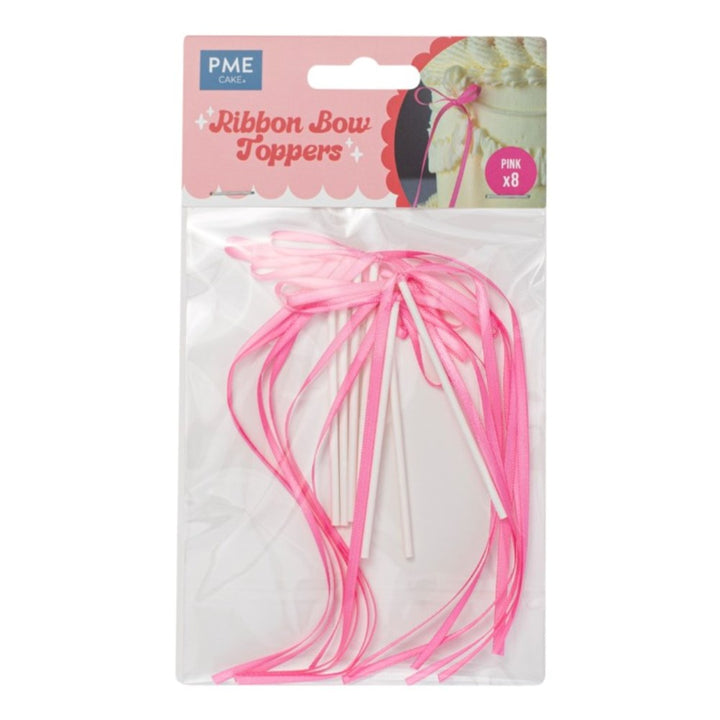 PME Ribbon Bow Cake Topper Pink 8pk