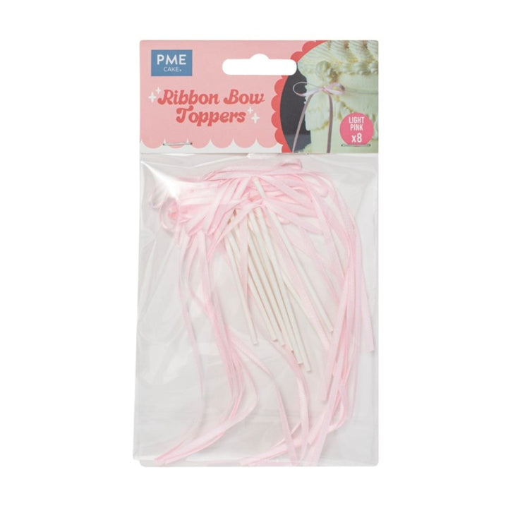 PME Ribbon Bow Cake Toppers Light Pink (8pk)