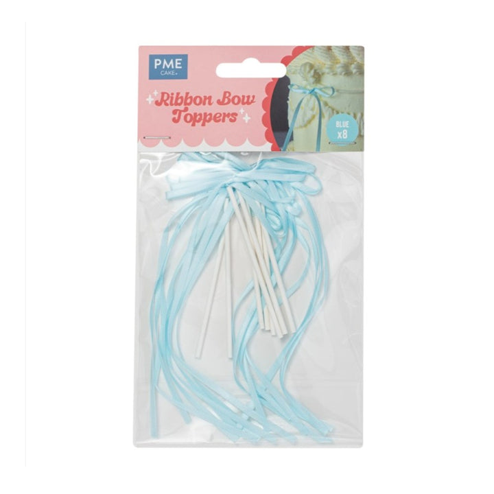 Ribbon Bow Cake Toppers Blue (8pk)  - PME
