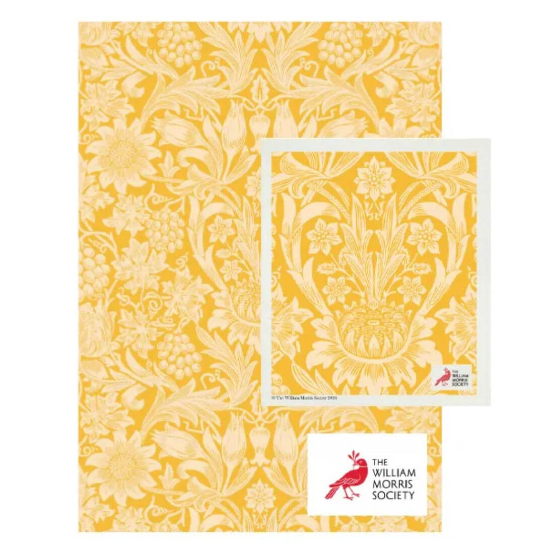 William Morris Sunflower Yellow Tea Towel and Dishcloth Combo