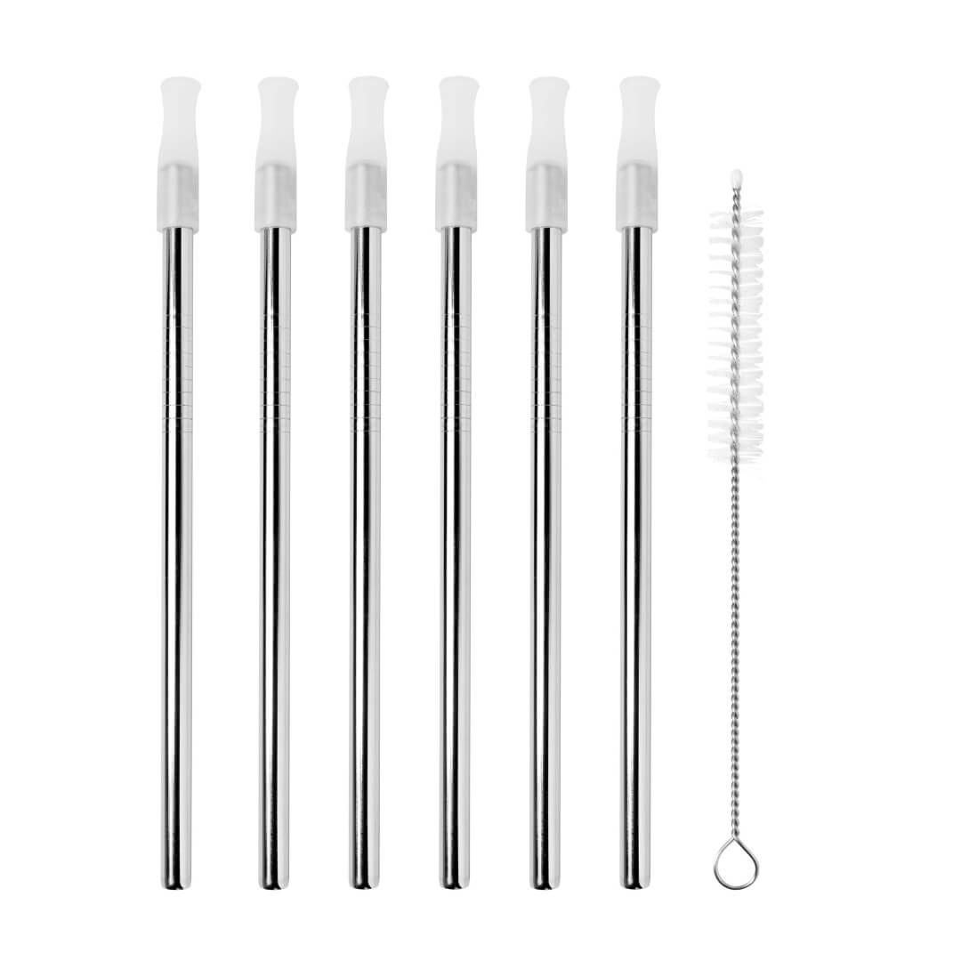 Avanti Stainless Cocktail Straws with Brush Set of 6