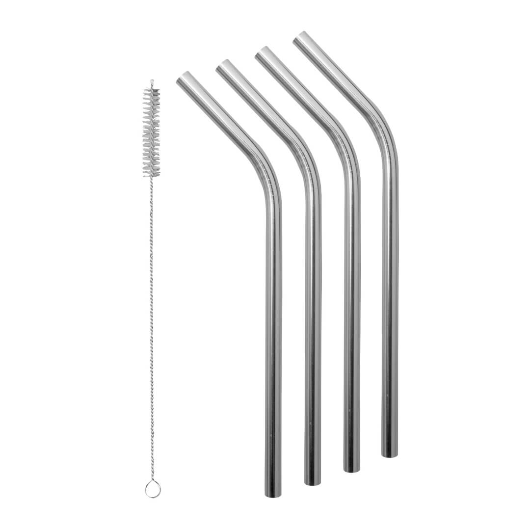 Avanti Stainless Smoothie Straws with Brush Set of 4