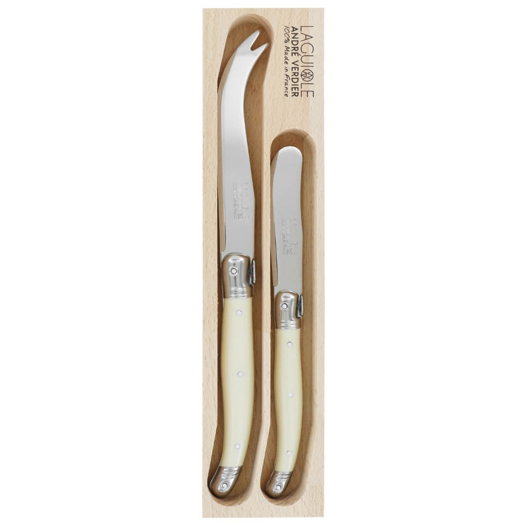 Andre Verdier Laguiole Cheese Set 2pce Ivory