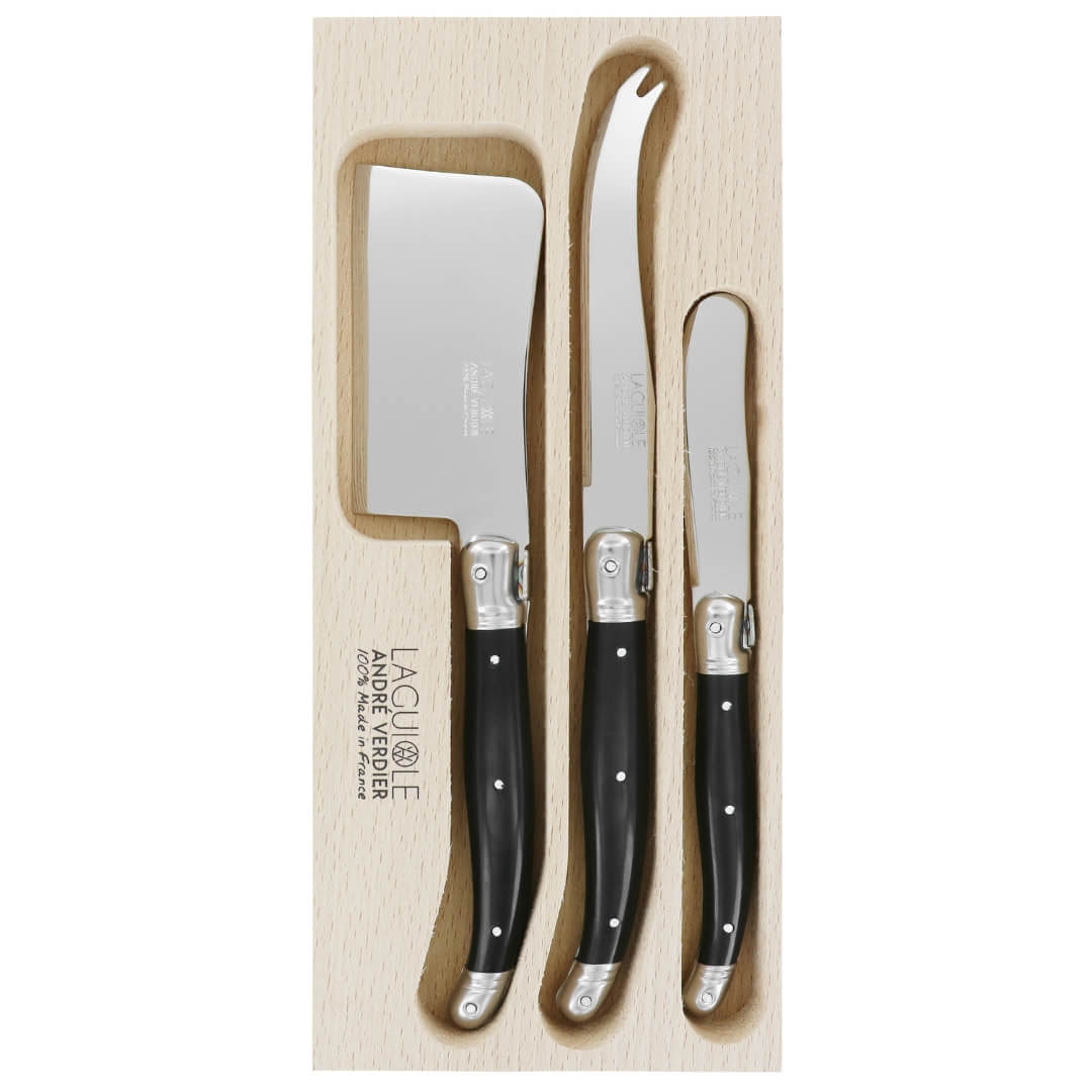 Andre Verdier Laguiole Cheese Set 3pce Black