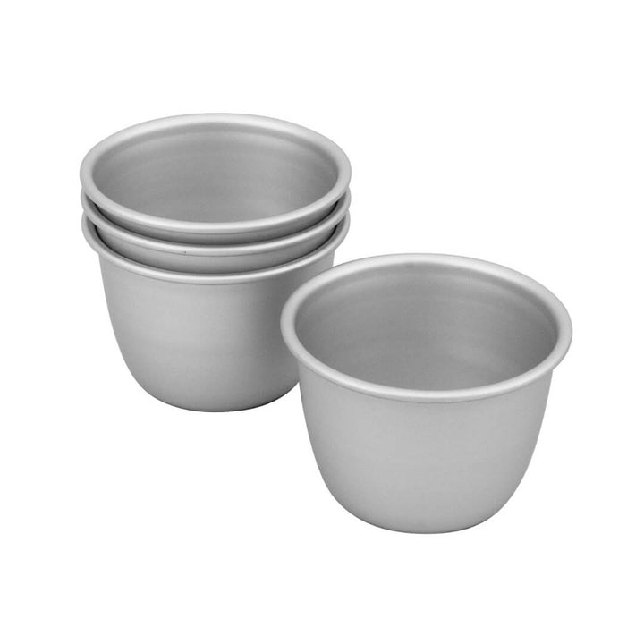 Bakemaster Pudding Moulds Set of 4 Silver Anodised