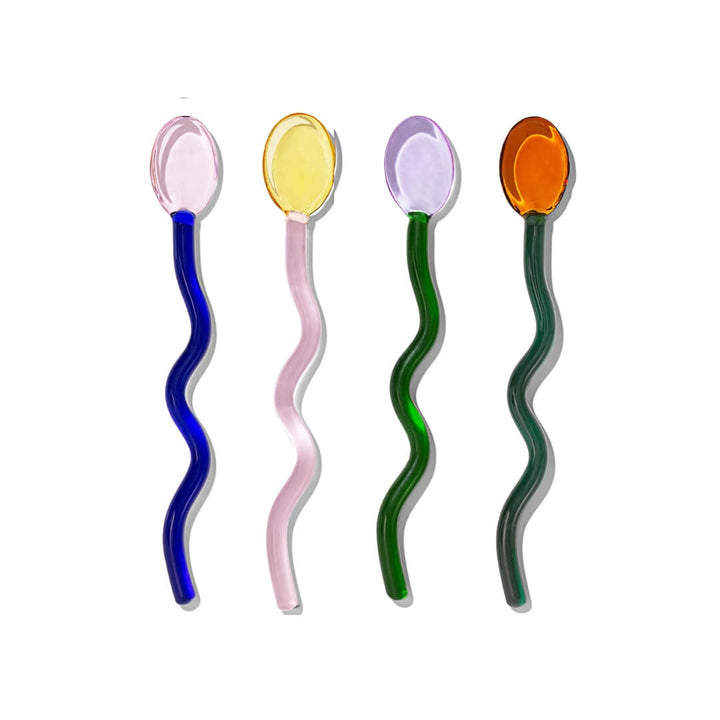 Sucker Multicolour Glass Cocktail Stirrer Set 4-Pack