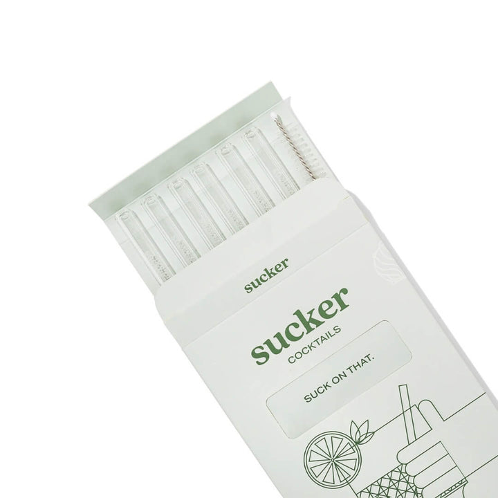 Sucker Clear Glass Cocktail Straws 6-Pack