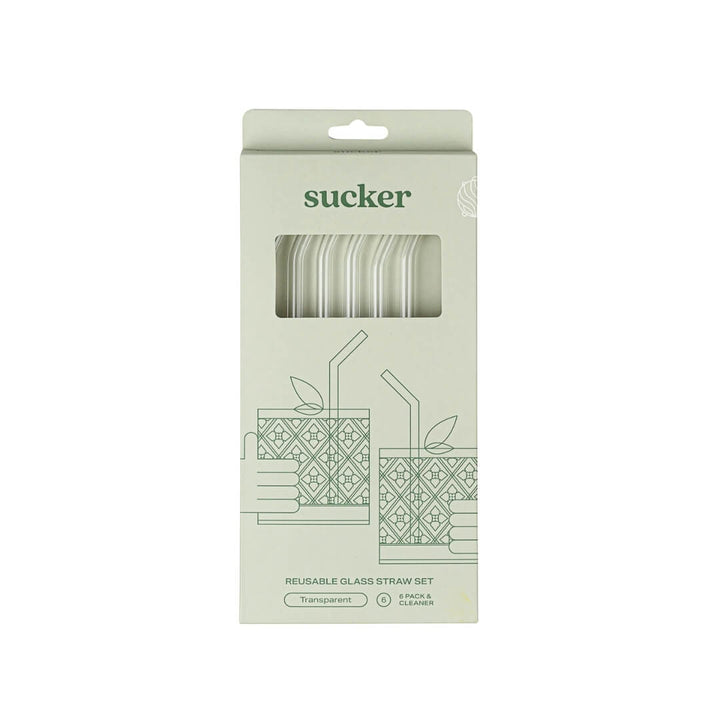 Sucker Clear Glass Straws 6-Pack