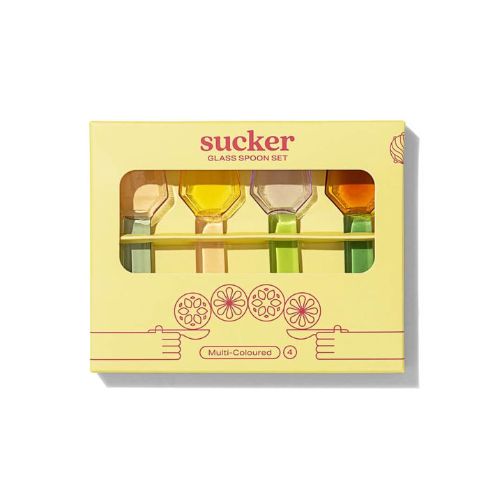 Sucker Multicolour Glass Spoon Set 4-Pack