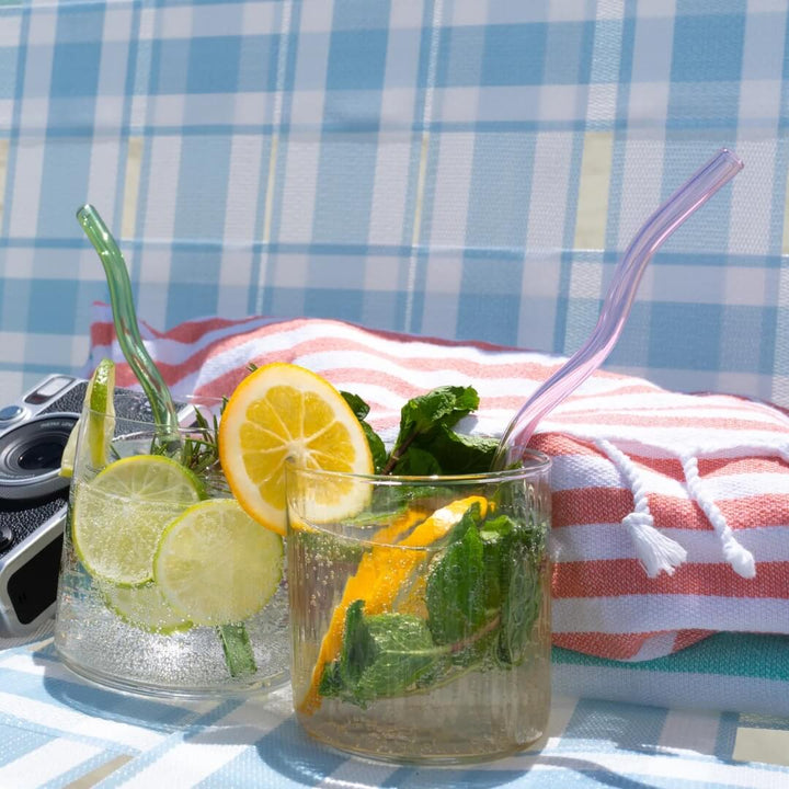 Sucker Wavy Multicolour Glass Straws 4-Pack