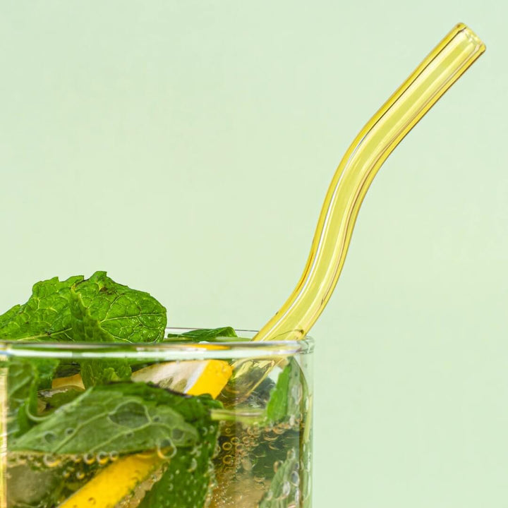 Sucker Wavy Multicolour Glass Straws 4-Pack