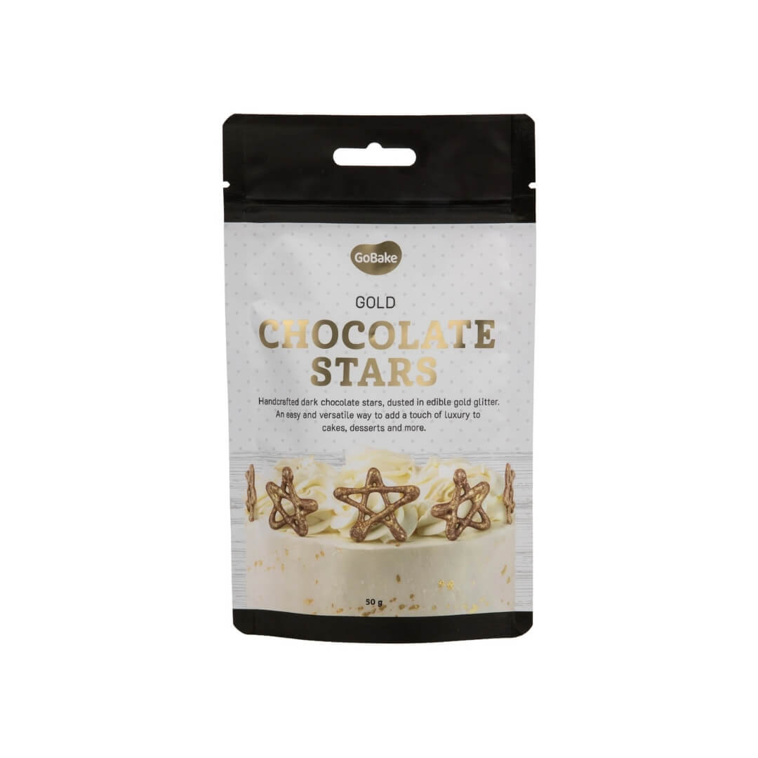GoBake Dark Chocolate Gold Dusted Stars 50g