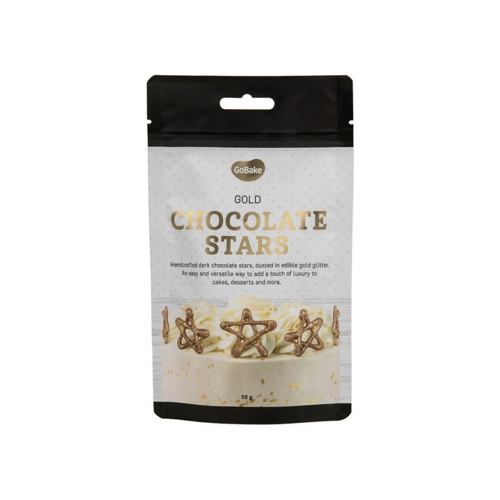 GoBake Dark Chocolate Gold Dusted Stars 50g