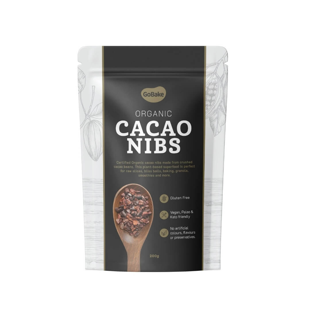 GoBake Organic Raw Cacao Nibs 200g