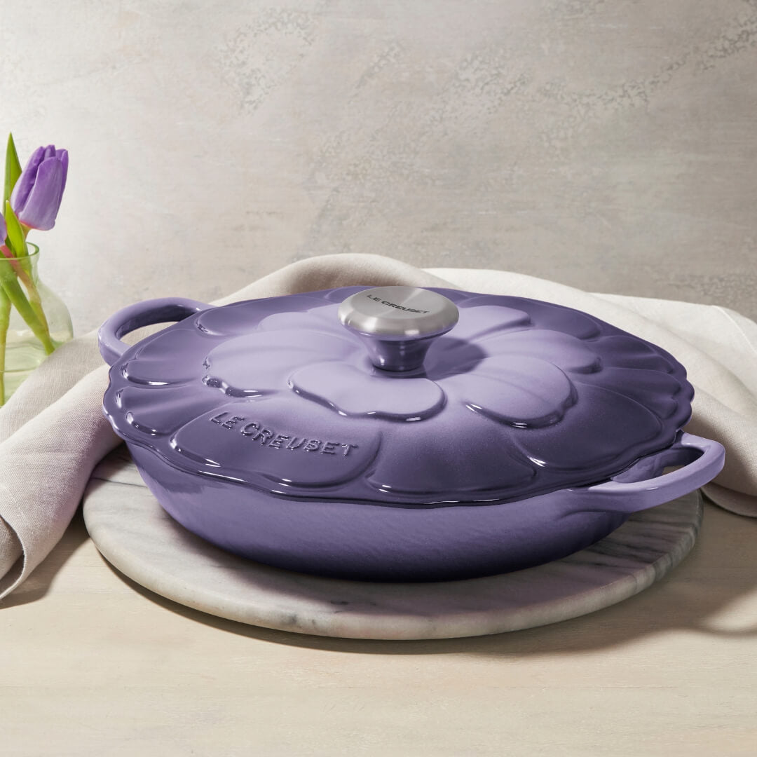 Le Creuset Petal Shallow Casserole 26cm Bluebell Purple