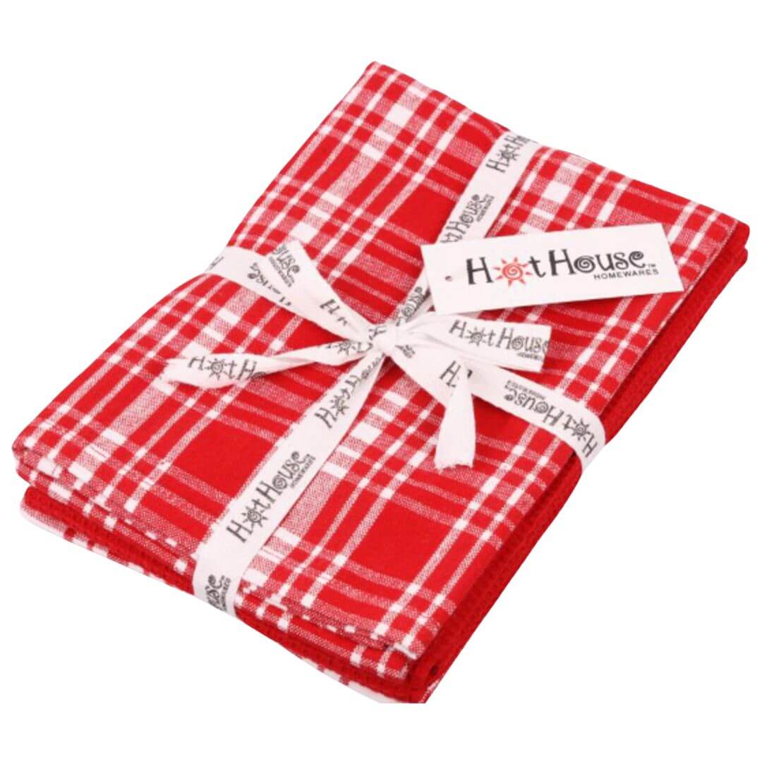 Dallas Tea Towels Set of 3 Red