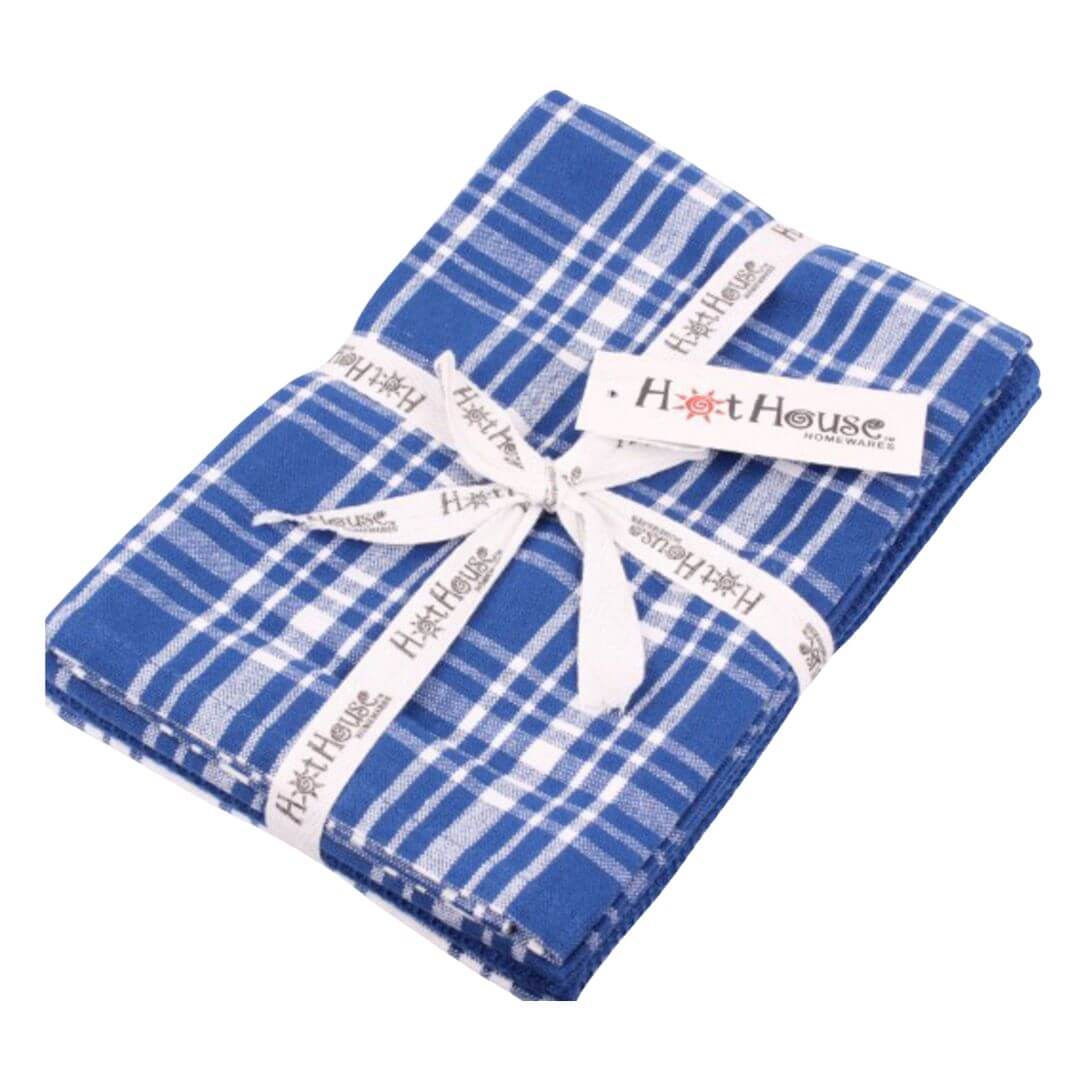 Dallas Tea Towels Set of 3 Royal Blue