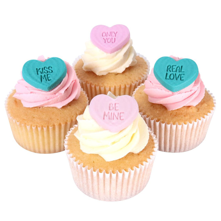 PME Edible Sugar Decorations - Candy Heart Messages (12pk)