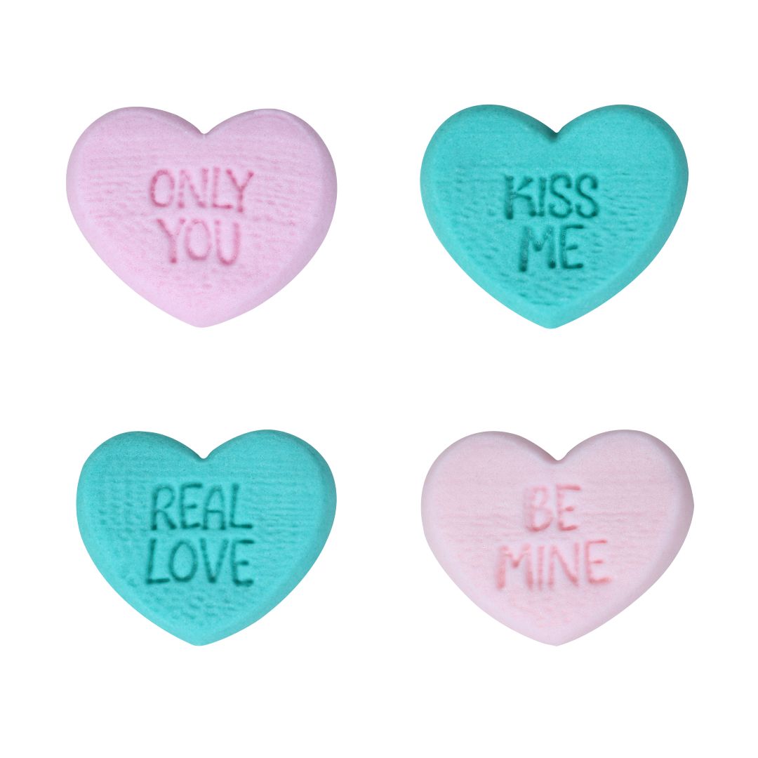 PME Edible Sugar Decorations - Candy Heart Messages (12pk)