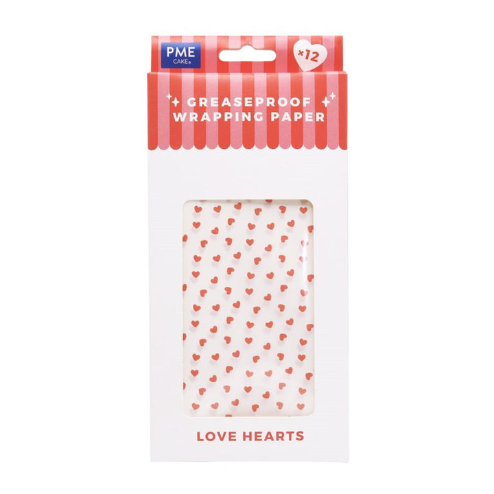 PME Wrapping Parchment Paper Love Hearts (12 sheets)