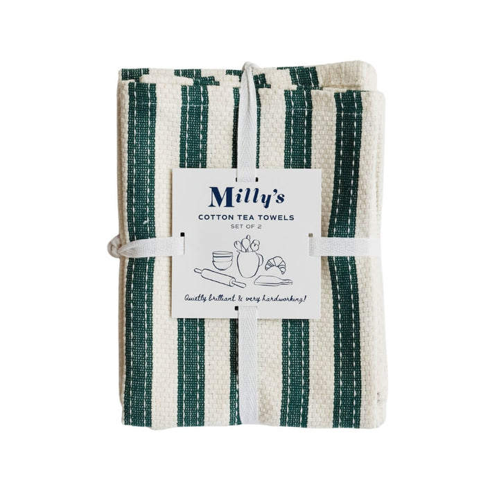 Milly’s Classic Basketweave Tea Towels Forest 2pce