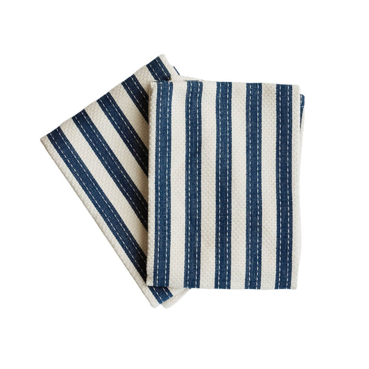 Milly’s Classic Basketweave Tea Towels Navy 2pce