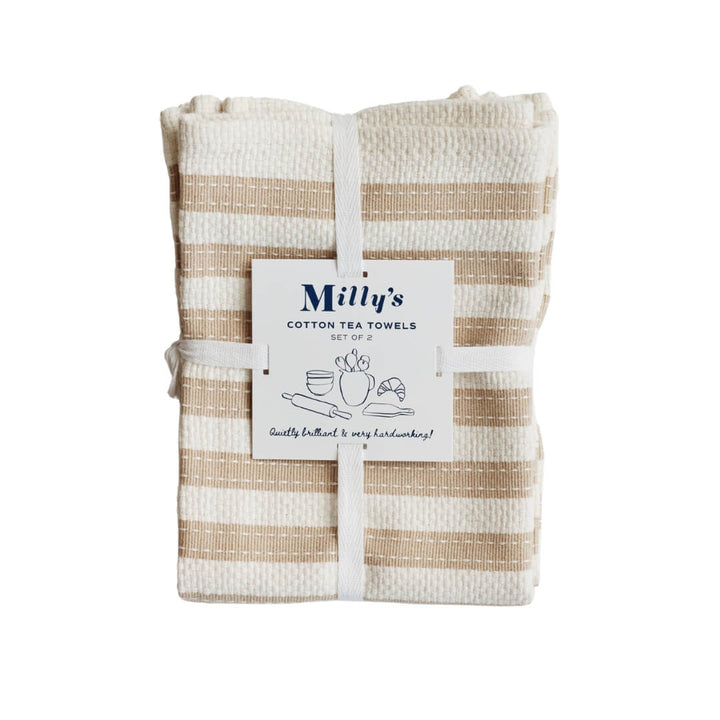 Milly’s Classic Basketweave Tea Towels Taupe 2pce