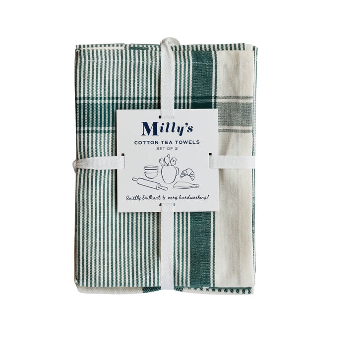Milly’s Classic Everyday Tea Towels Forest Green 3pce