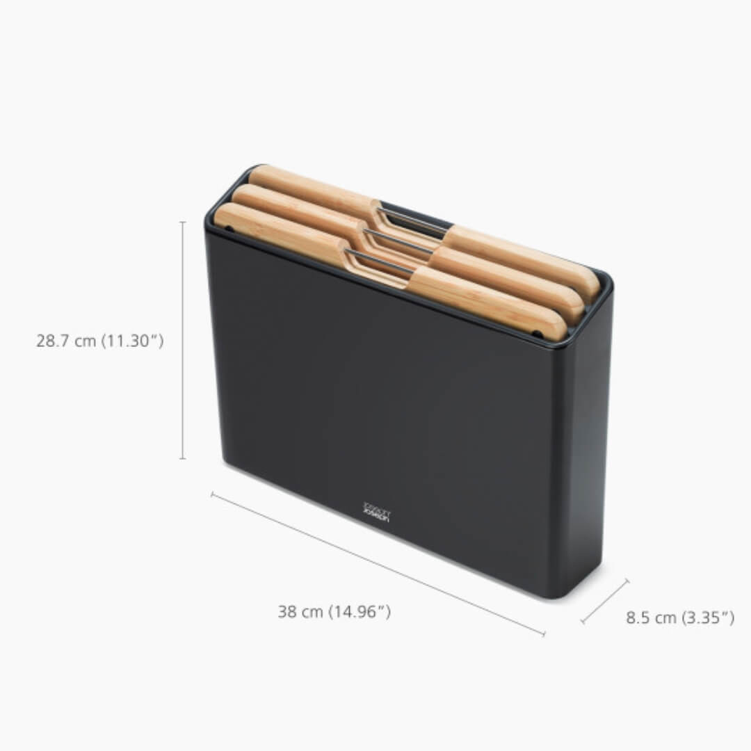 Joseph Joseph Folio Steel Black Bamboo Board Set 3pce