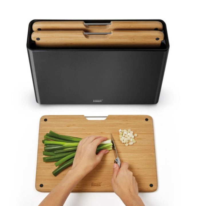 Joseph Joseph Folio Steel Black Bamboo Board Set 3pce