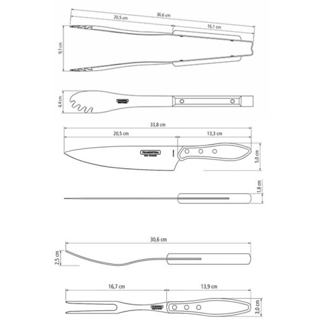 Tramontina Churrasco Polywood BBQ Set 3pce