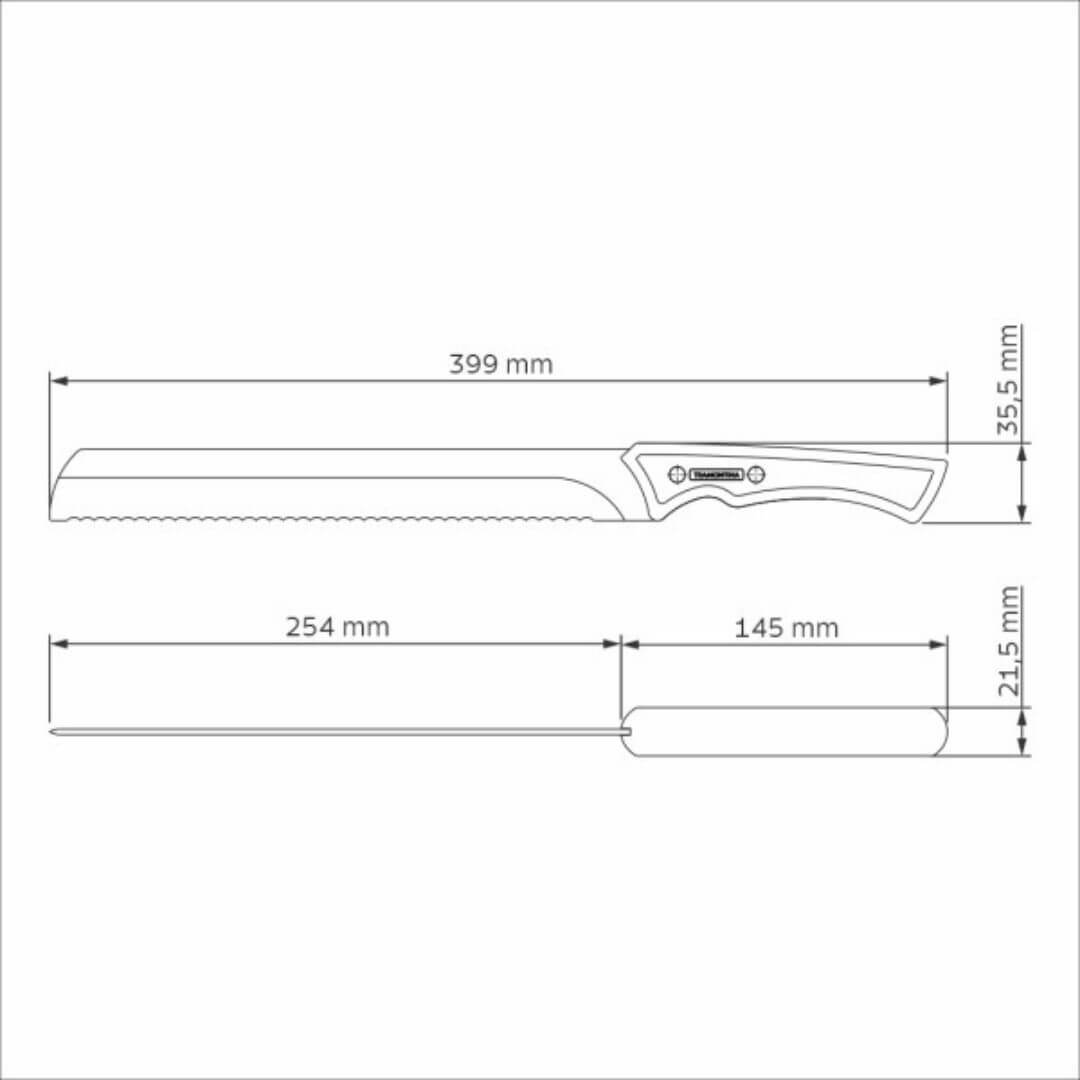 Tramontina Churrasco Black Serrated Knife 25cm