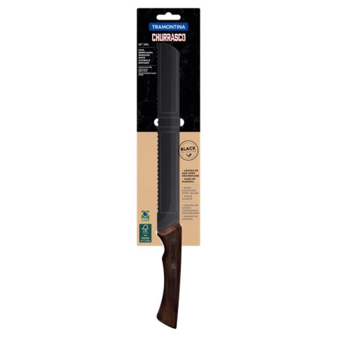 Tramontina Churrasco Black Serrated Knife 25cm