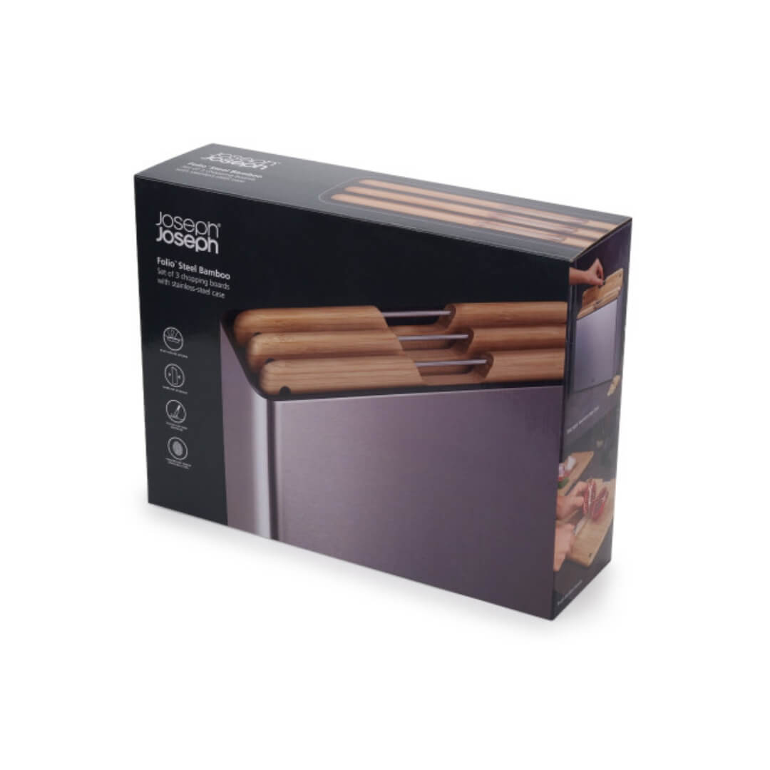 Joseph Joseph Folio Steel Bamboo Board Set 3pce